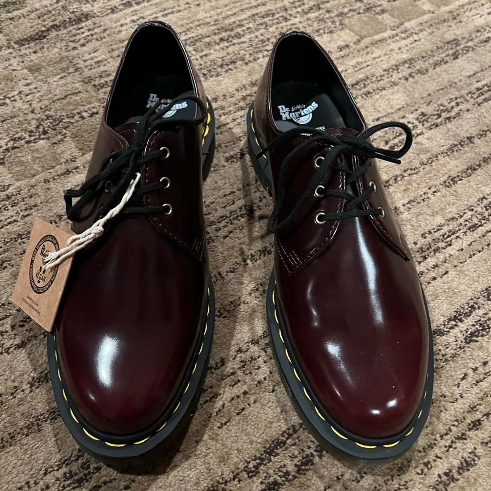 BNWT Doc Marten Cherry Red Vegan Loafers Women’s Size 11